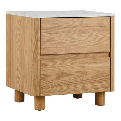 LIVING FUSION CONEY FAUX MARBLE BEDSIDE TABLE