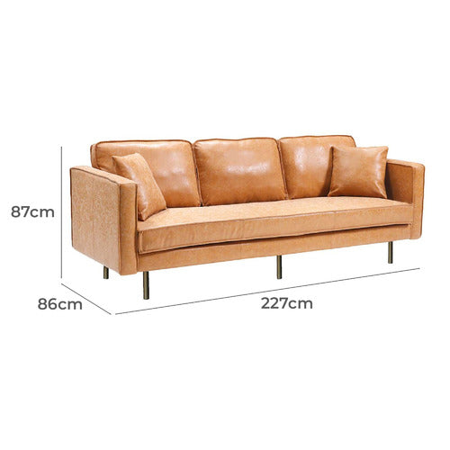 MIKASA FURNITURE COOGEE 3 SEATER FAUX LEATHER SOFA