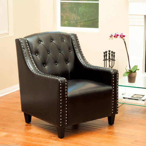 FURNITURE MARKET ELSTERNWICK FAUX LEATHER ARMCHAIR & FOOTSTOOL SET
