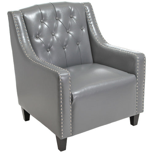 FURNITURE MARKET ELSTERNWICK FAUX LEATHER ARMCHAIR & FOOTSTOOL SET