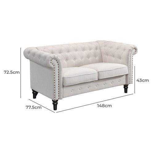 BY DESIGNS CORNELIA CHESTERFIELD 2 SEATER SOFA