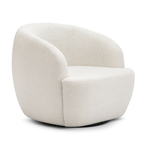 CONTINENTAL DESIGNS CREAM CUDDLE SWIVEL BOUCLE ARMCHAIR