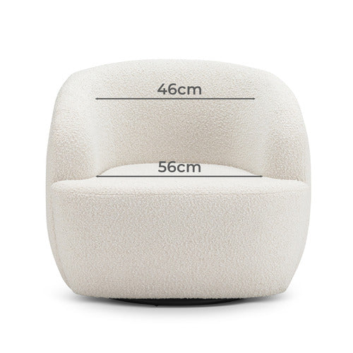 CONTINENTAL DESIGNS CREAM CUDDLE SWIVEL BOUCLE ARMCHAIR