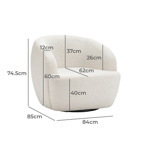 CONTINENTAL DESIGNS CREAM CUDDLE SWIVEL BOUCLE ARMCHAIR