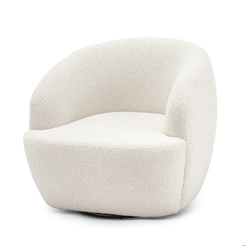 CONTINENTAL DESIGNS CREAM CUDDLE SWIVEL BOUCLE ARMCHAIR