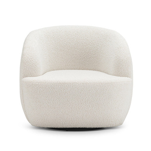 CONTINENTAL DESIGNS CREAM CUDDLE SWIVEL BOUCLE ARMCHAIR
