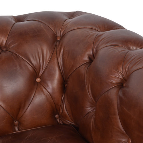 CHARTWELL HOME CRISTY CHESTERFIELD AGED COWHIDE LEATHER ARMCHAIR