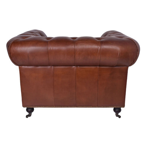 CHARTWELL HOME CRISTY CHESTERFIELD AGED COWHIDE LEATHER ARMCHAIR
