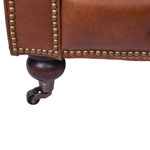 CHARTWELL HOME CRISTY CHESTERFIELD AGED COWHIDE LEATHER ARMCHAIR
