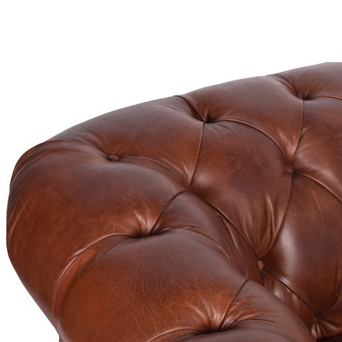 CHARTWELL HOME CRISTY CHESTERFIELD AGED COWHIDE LEATHER ARMCHAIR