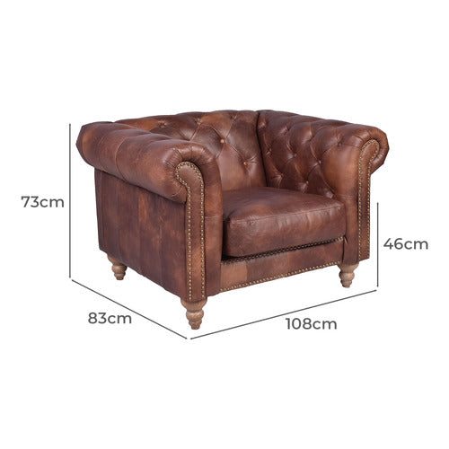 CHARTWELL HOME CRONUS CHESTERFIELD LEATHER ARMCHAIR