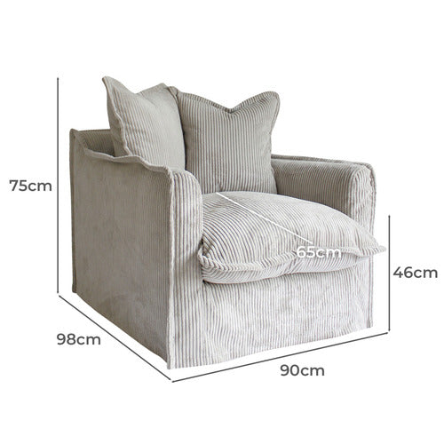 HYDE PARK HOME CUMULUS CORDUROY SLIPCOVER ARMCHAIR