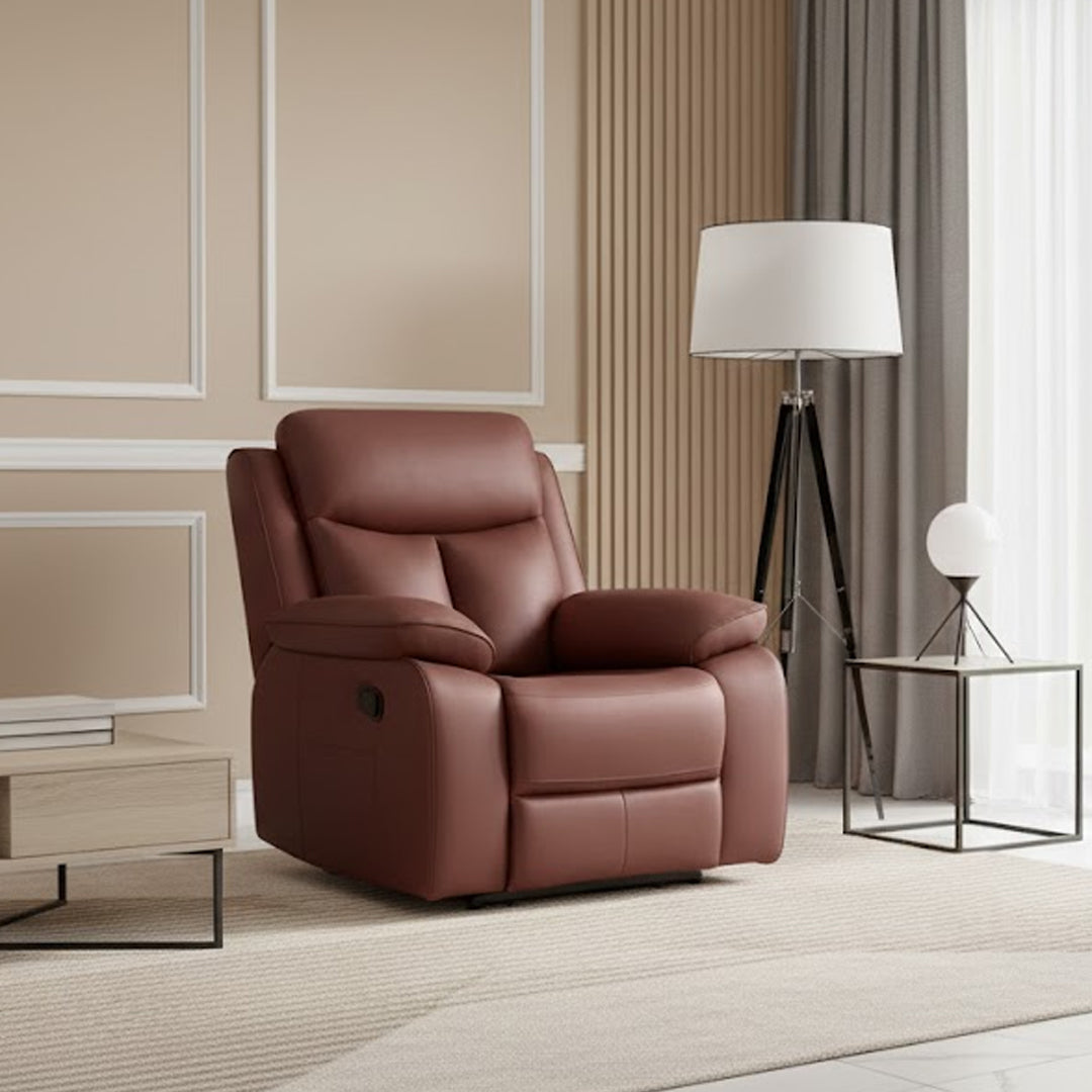 DACIA LEATHER ELECTRIC RECLINER BURNT ORANGE