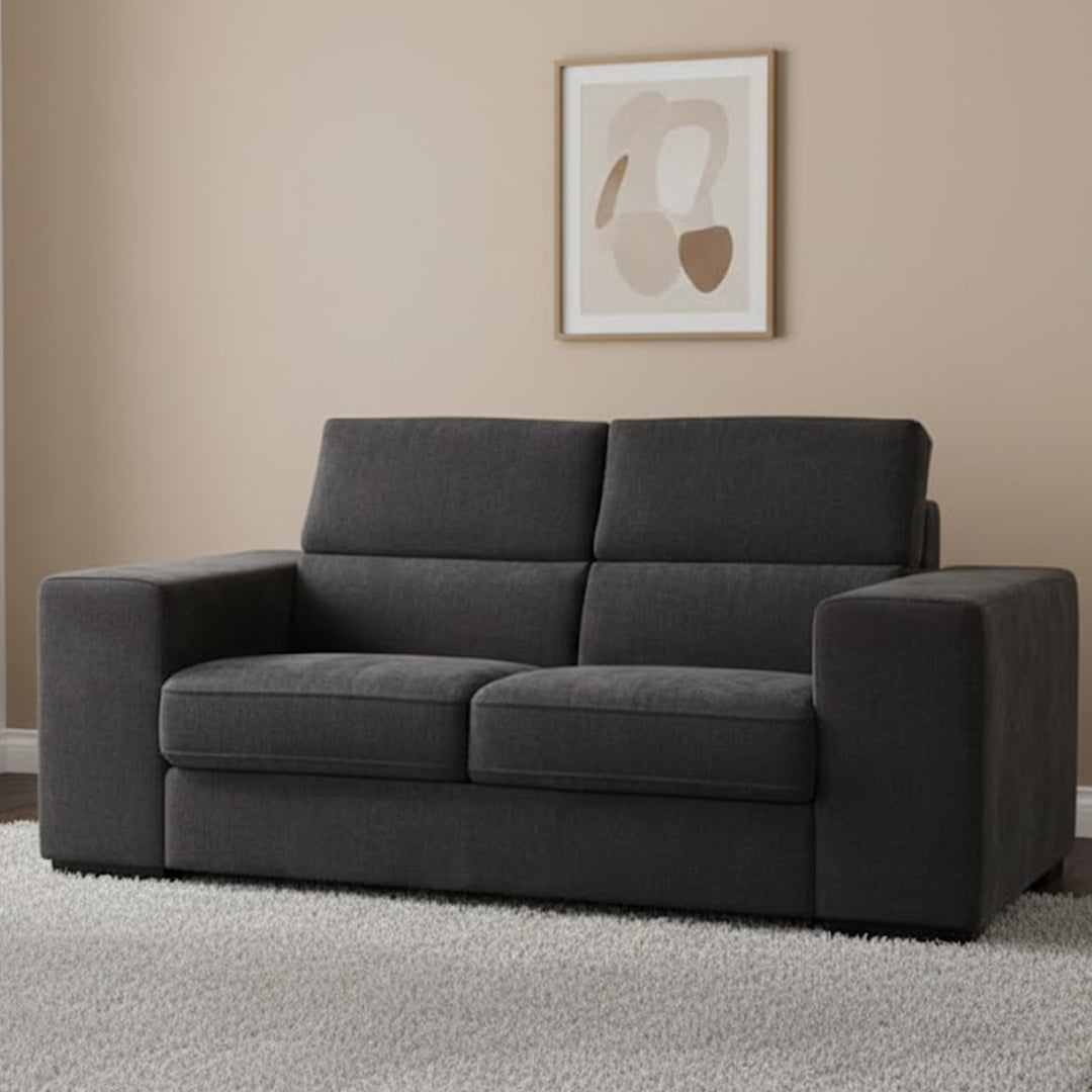 DARIO FABRIC 2 SEATER SOFA CHARCOAL