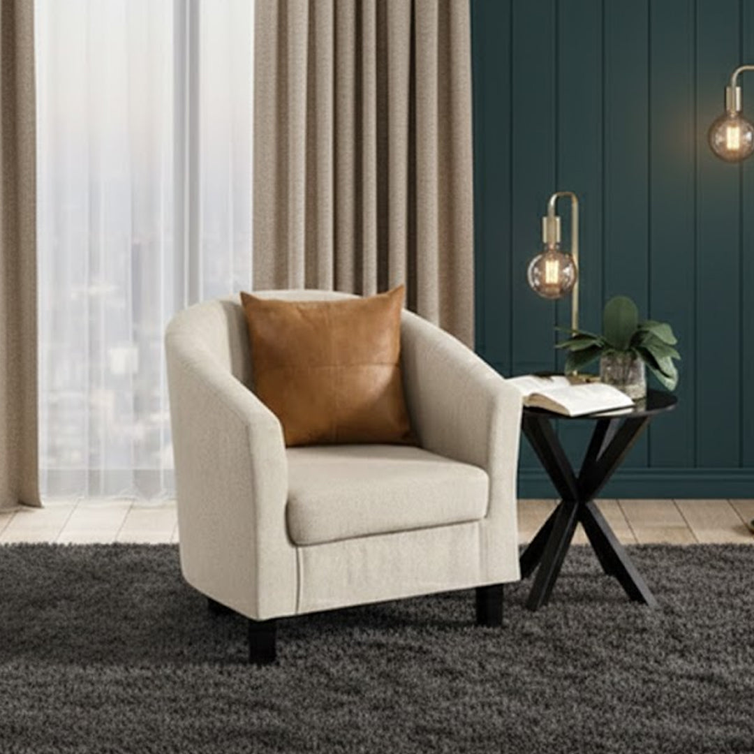 DEL RICO FABRIC ACCENT CHAIR BEIGE