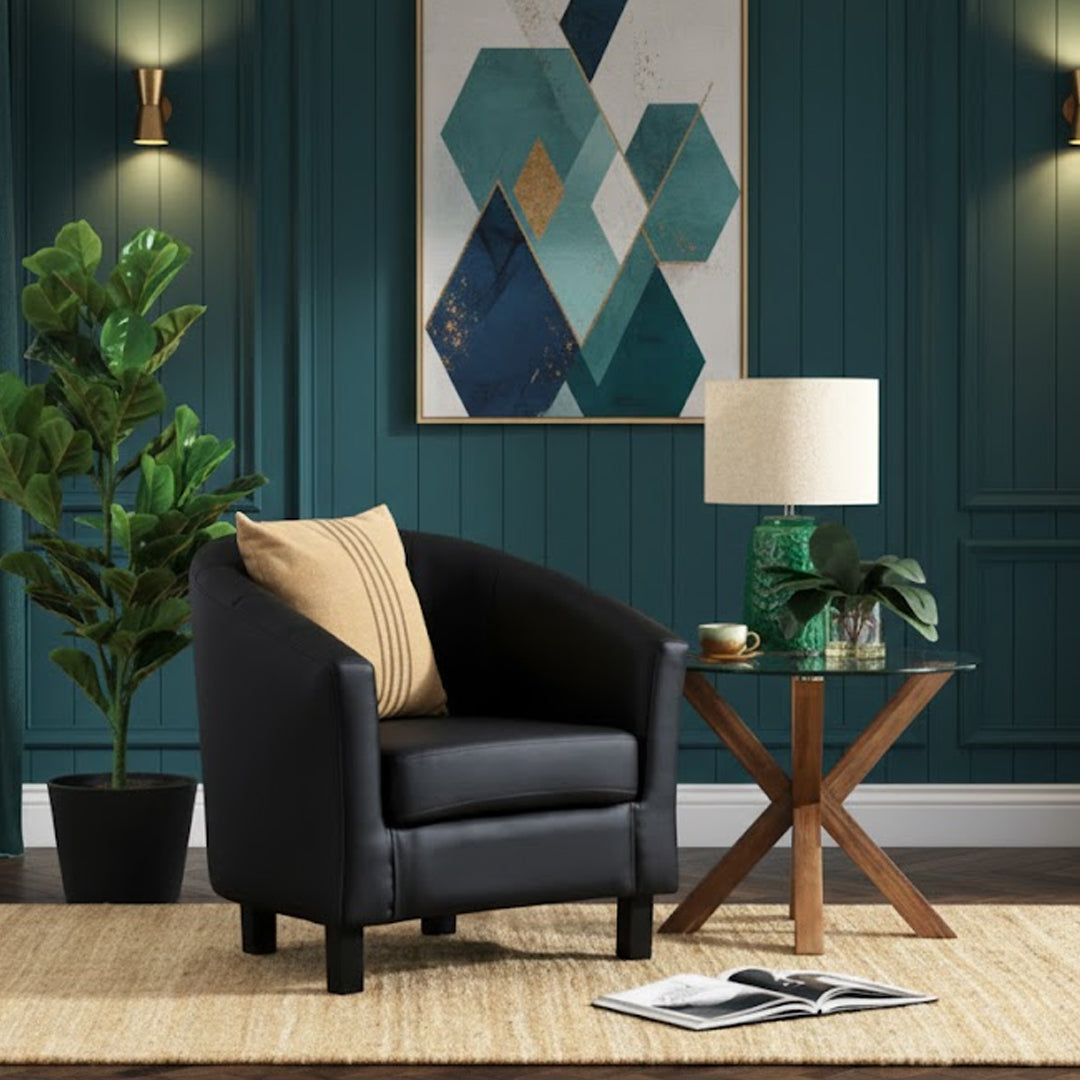 DEL RICO LEATHER-LOOK ACCENT CHAIR BLACK