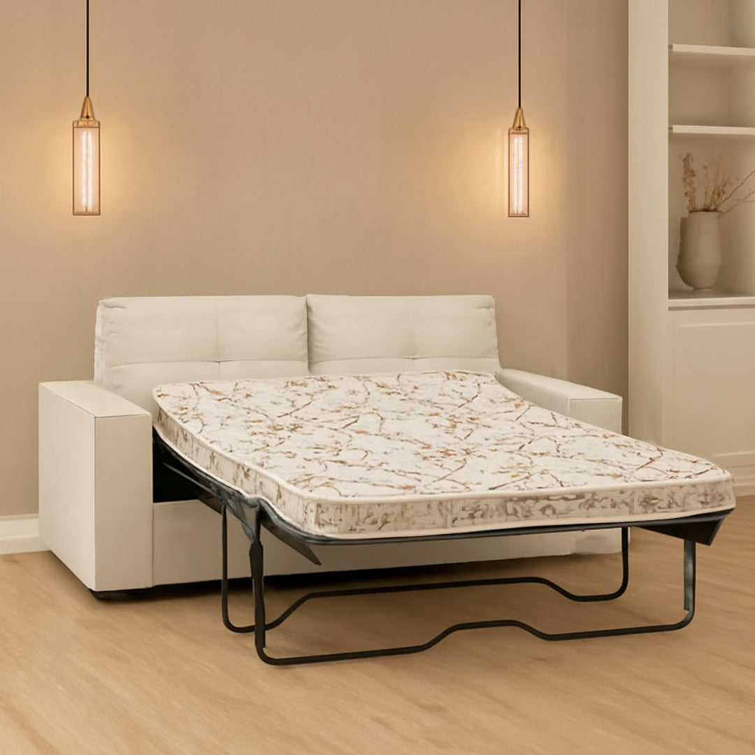DIAMOND LEATHER-LOOK 2.5 SEATER SOFA BED BEIGE