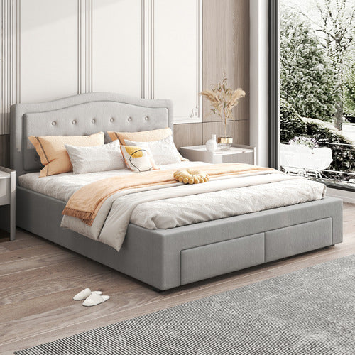 SOUTHERN STYLERS DAIYU VELVET QUEEN BED WITH DRAWERS