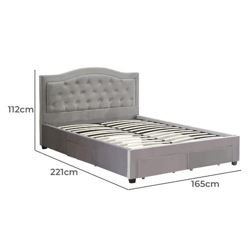 SOUTHERN STYLERS DAIYU VELVET QUEEN BED WITH DRAWERS