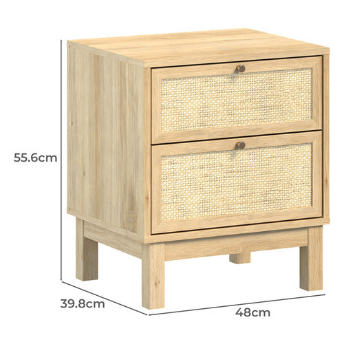 CAPE FURNITURE DAKILA 2 DRAWER RATTAN BEDSIDE TABLE