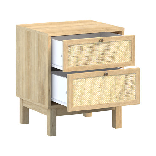 CAPE FURNITURE DAKILA 2 DRAWER RATTAN BEDSIDE TABLE
