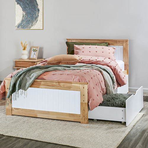 EXPERT HOMEWARES DANA RUBBERWOOD BED FRAME WITH DRAWERS
