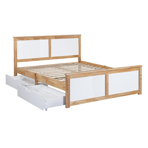 EXPERT HOMEWARES DANA RUBBERWOOD BED FRAME WITH DRAWERS