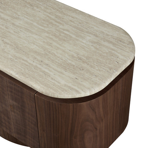 CORNER OFFICE DANIELS TRAVERTINE LOWLINE TV UNIT