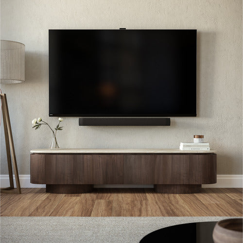 CORNER OFFICE DANIELS TRAVERTINE LOWLINE TV UNIT