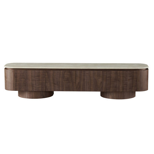 CORNER OFFICE DANIELS TRAVERTINE LOWLINE TV UNIT