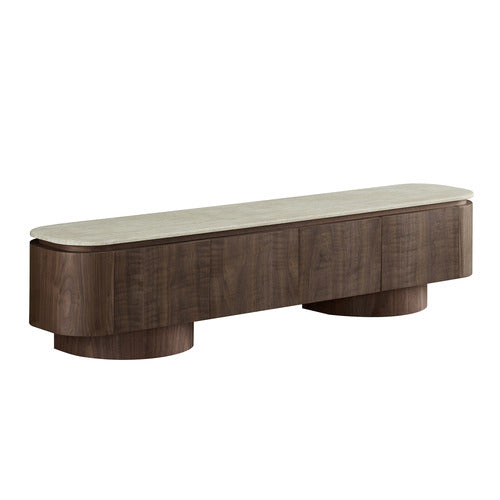 CORNER OFFICE DANIELS TRAVERTINE LOWLINE TV UNIT