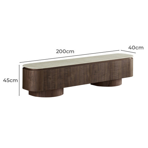 CORNER OFFICE DANIELS TRAVERTINE LOWLINE TV UNIT