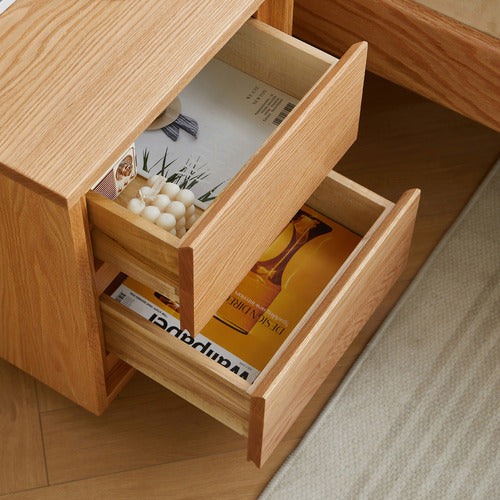 MODERN COLLECTIVE DANNIE AMERICAN OAK WOOD BEDSIDE TABLE