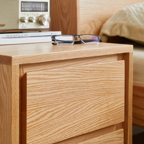 MODERN COLLECTIVE DANNIE AMERICAN OAK WOOD BEDSIDE TABLE