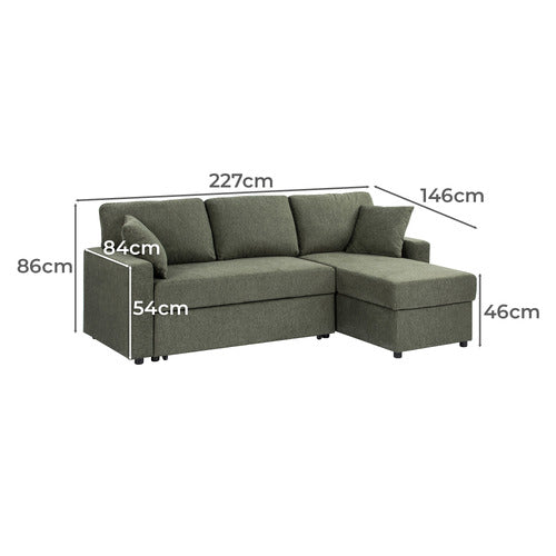DARCY 3 SEATER SOFA BED WITH REVERSIBLE CHAISE