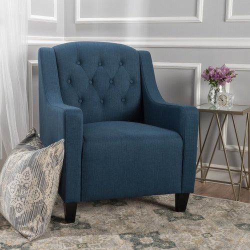 FURNITURE MARKET DARK BLUE CANBERRA FABRIC ARMCHAIR