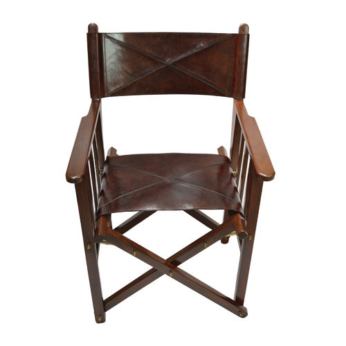 KUNDRA DARK BROWN BUFFALO LEATHER DIRECTOR'S CHAIR