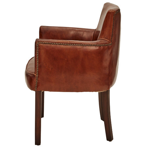 CHARTWELL HOME DARK BROWN HIERO AGED LEATHER ARMCHAIR