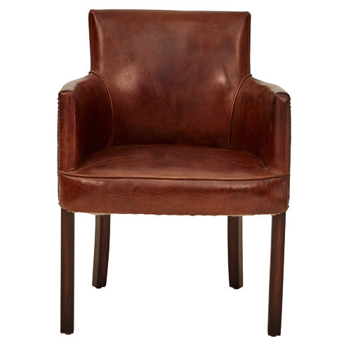 CHARTWELL HOME DARK BROWN HIERO AGED LEATHER ARMCHAIR