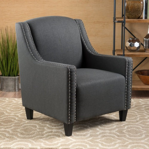 FURNITURE MARKET DARK GREY DAVENPORT FABRIC ARMCHAIR