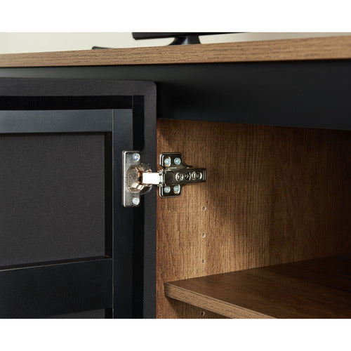 MONUMENT FURNITURE DARK OAK & BLACK HOLLYWOOD TV CABINET