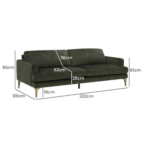 DARYA 3 SEATER VELVET SOFA