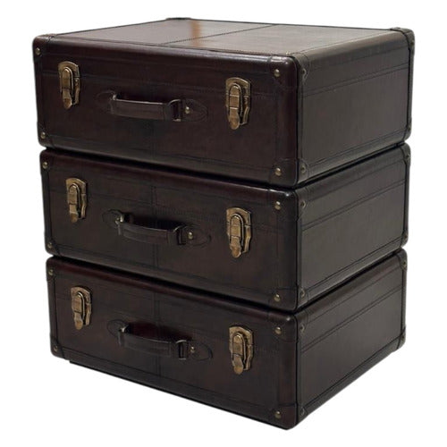 KUNDRA DECOR GENUINE LEATHER BEDSIDE TABLE