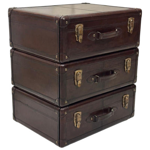 KUNDRA DECOR GENUINE LEATHER BEDSIDE TABLE