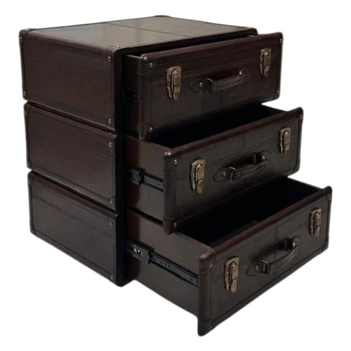 KUNDRA DECOR GENUINE LEATHER BEDSIDE TABLE