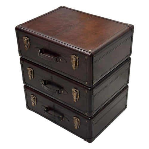 KUNDRA DECOR GENUINE LEATHER BEDSIDE TABLE