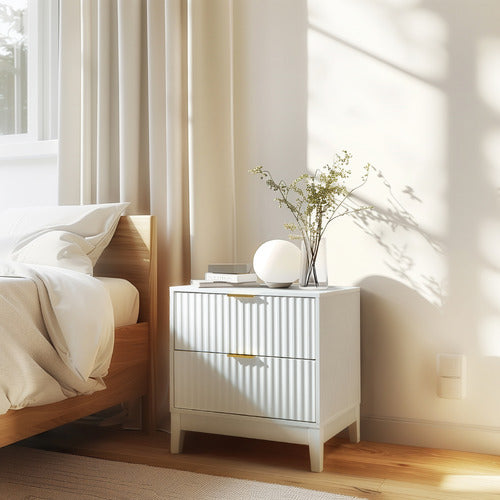 CORE LIVING DECORIS 2 DRAWER RIBBED BEDSIDE TABLE