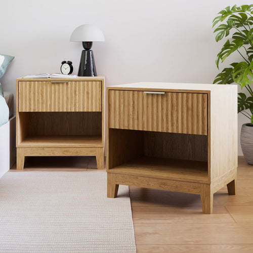 CORE LIVING DECORIS RIBBED BEDSIDE TABLES (SET OF 2)