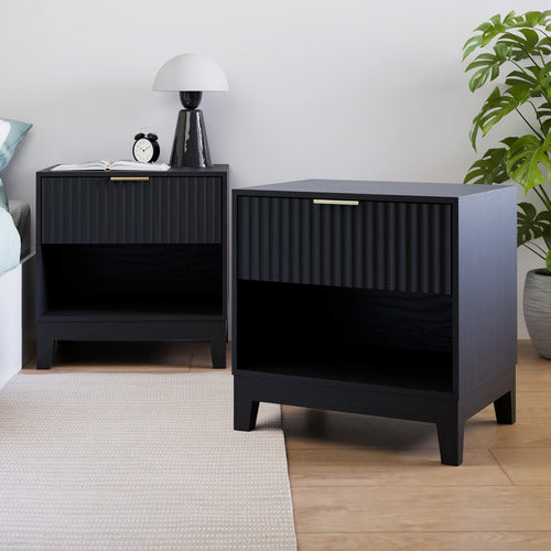 CORE LIVING DECORIS RIBBED BEDSIDE TABLES (SET OF 2)