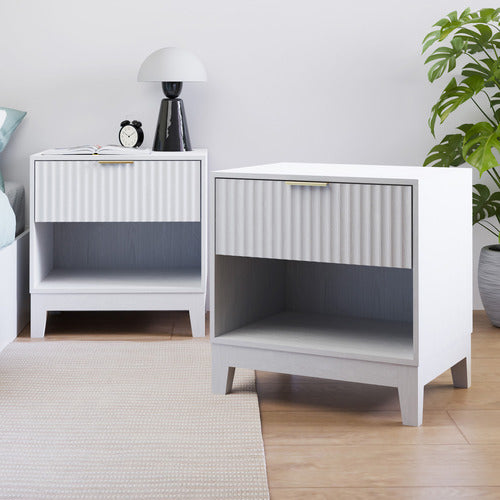 CORE LIVING DECORIS RIBBED BEDSIDE TABLES (SET OF 2)